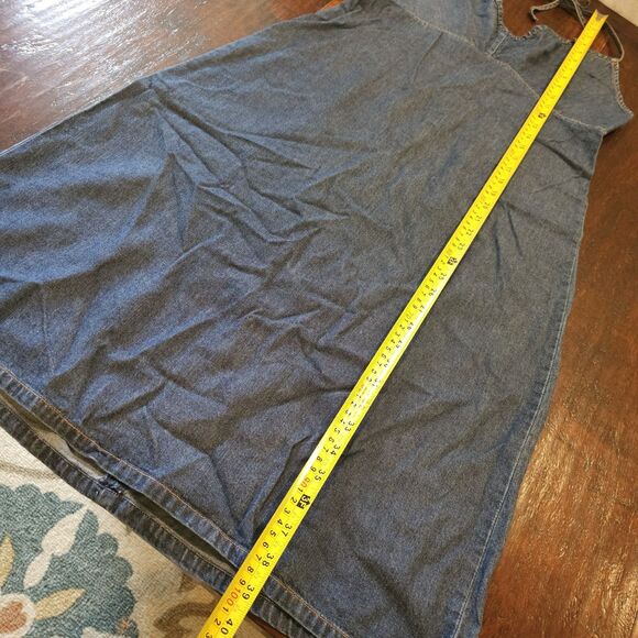 Denim Halter Midi Dress Size 10 Y2K Coquette Summer Festival Cottagecore Casual - Picture 5 of 6